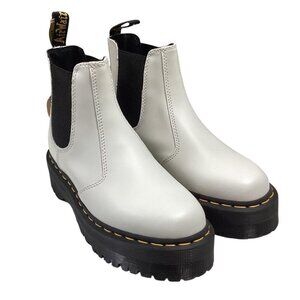 Dr Martens Boots Women 7 Men 6 White Black 2976 Quad Chelsea Leather Shoes NEW
